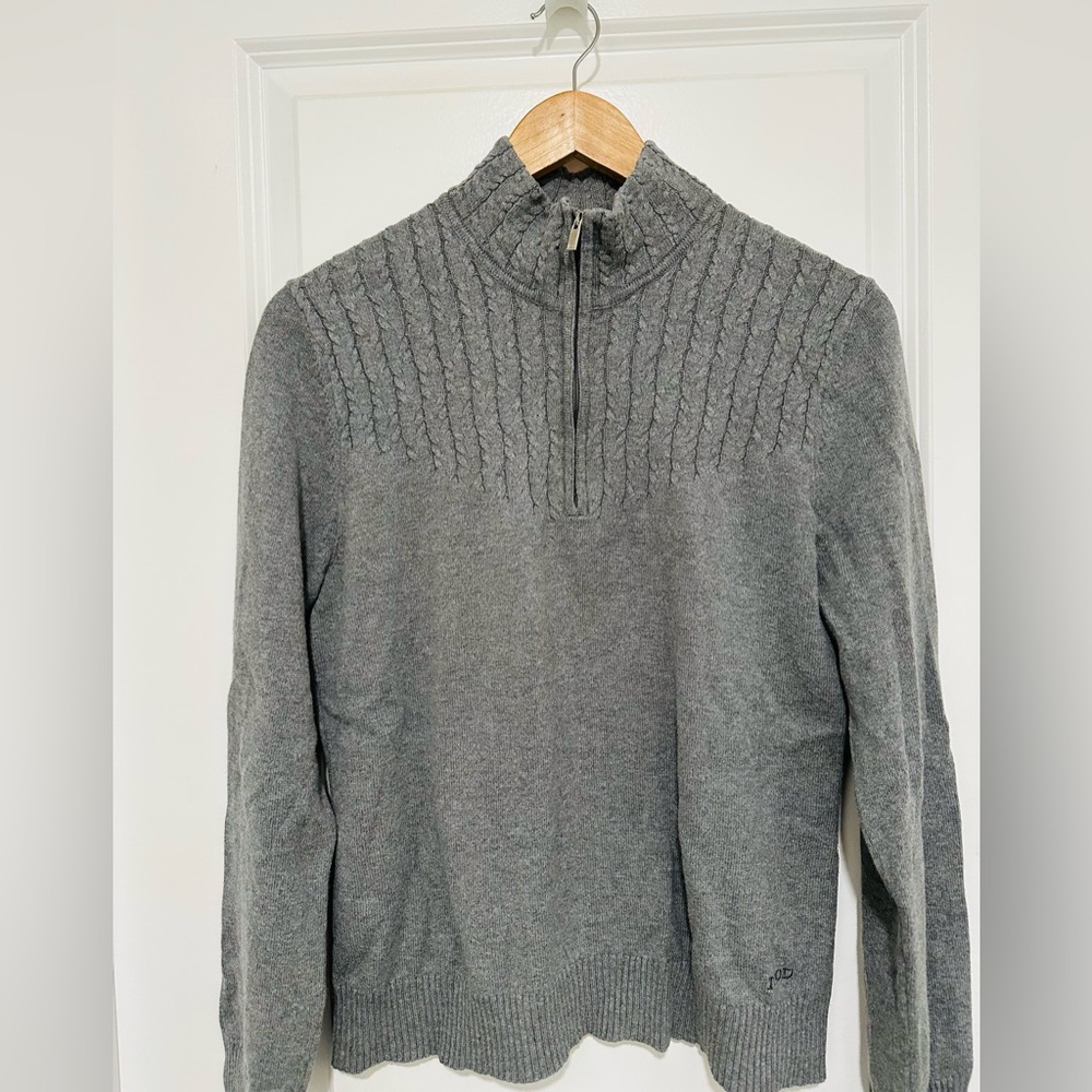 Izod Women’s Gray Quarter Zip 100% Cotton Sweater
